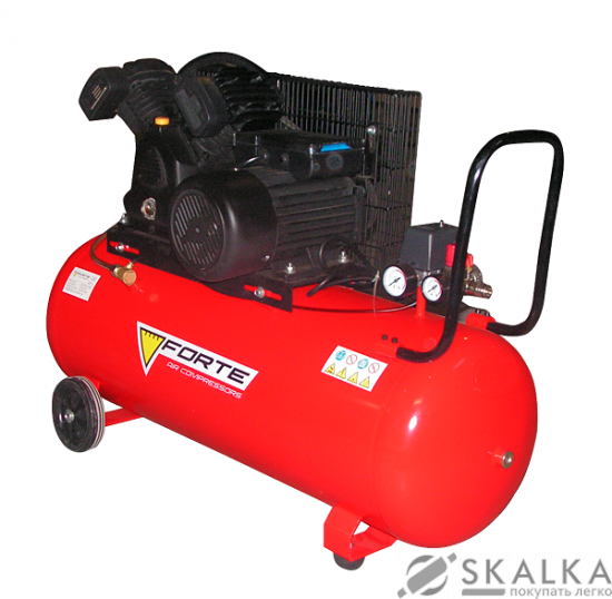 На фото Компрессор Forte V-0.4/100 2.2кВт 100л 420л/мин 10бар 220В (33420)