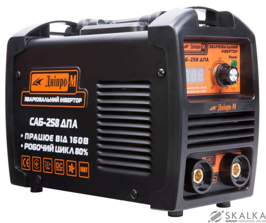 На фото Сварочный инвертор Дніпро-М САБ-258ДПА 1.6-4.0 мм 20-250 А (70127043)