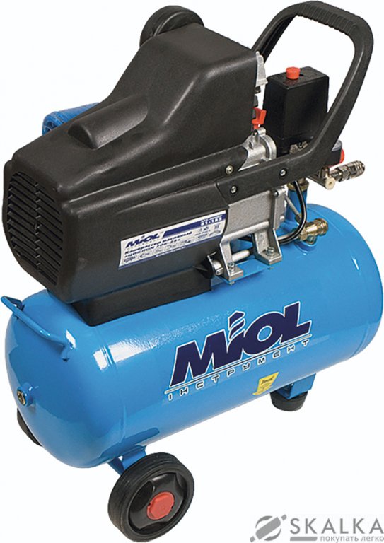 На фото Компрессор Miol Циклон 206-24 1.8кВт 24л 206л/мин 8бар 220В (81-152)