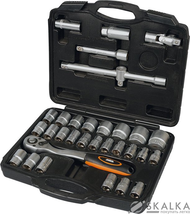 Набор насадок торцевых Miol с трещоткой 1/2'' 32 шт CRV в кейсе (58-147) На фото Набор насадок торцевых Miol с трещоткой 1/2'' 32 шт CRV в кейсе (58-147)
