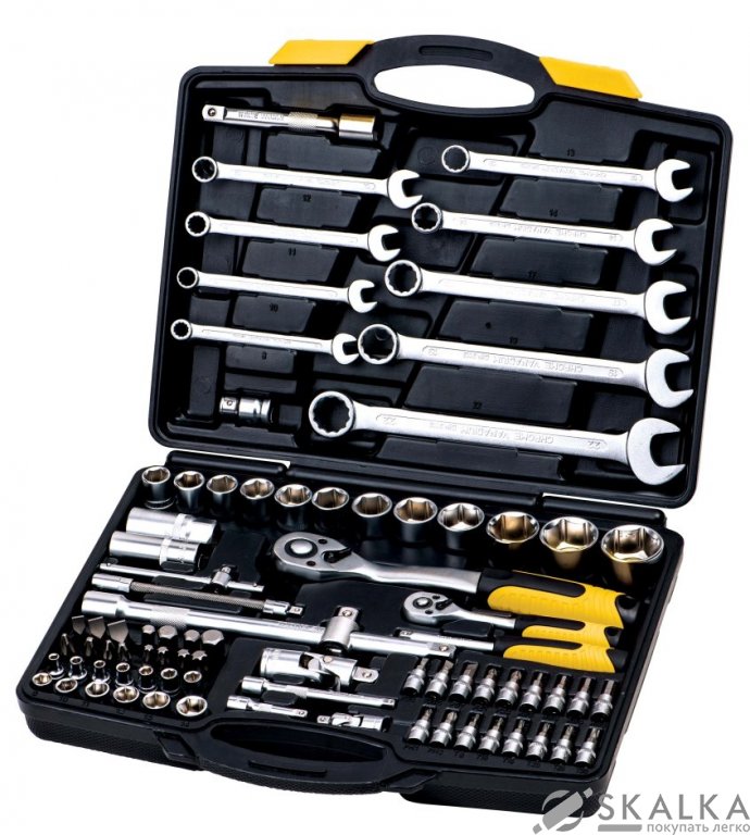 На фото Набор ключей и насадок торцевых Mastertool 1/4”, 1/2” с трещоткой 72 зуба, 82 шт в кейсе (78-5182)