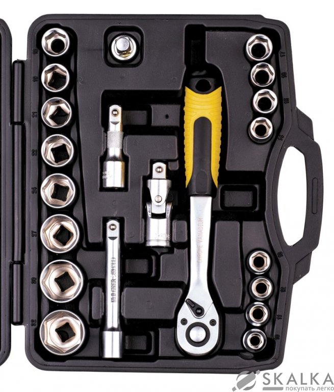 На фото Набор насадок торцевых Mastertool 1/2” с трещоткой 72 зуба, 21 шт CrV в кейсе (78-4021)