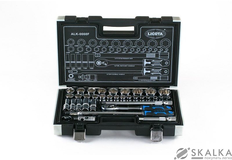 На фото Набор торцевих головок Licota 1/2" 35 шт 8-36 мм 6 граней (ALK-0008F)
