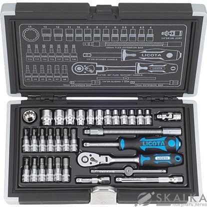 Набор торцевих головок Licota 1/4" 33 предмета super lock (ALK-0003) На фото Набор торцевих головок Licota 1/4" 33 предмета super lock (ALK-0003)