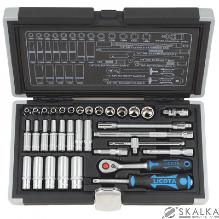 Набор торцевих головок Licota 1/4" 4-14 мм 34 предмета (ALK-0101F) На фото Набор торцевих головок Licota 1/4" 4-14 мм 34 предмета (ALK-0101F)