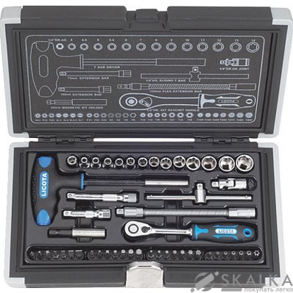 На фото Набор торцевих головок Licota 1/4" 50предметов super lock (ALK-0002)