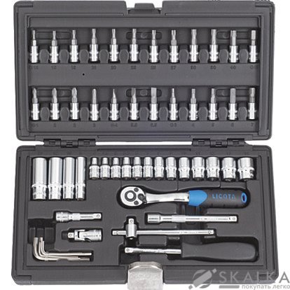 На фото Набор торцевих головок Licota 1/4" 54 предметов 6 граней (ALK-8003F)