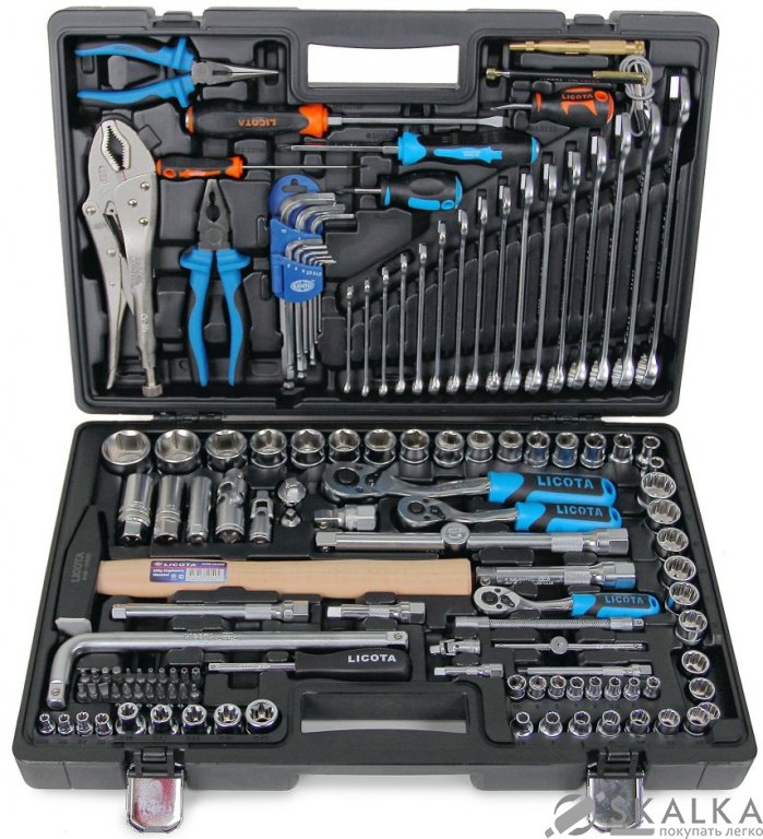 Набор инструмента Licota 1/4", 3/8", 1/2", 6 и 12 гр. 131 предмет (ALK-8022F) На фото Набор инструмента Licota 1/4", 3/8", 1/2", 6 и 12 гр. 131 предмет (ALK-8022F)