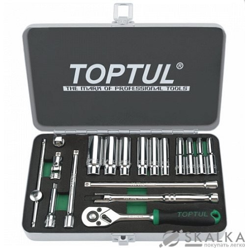 На фото Набор инструмента Toptul 1/4" 18ед. дюйм 3/16"-9/16" удлиненные (GCAD1813)