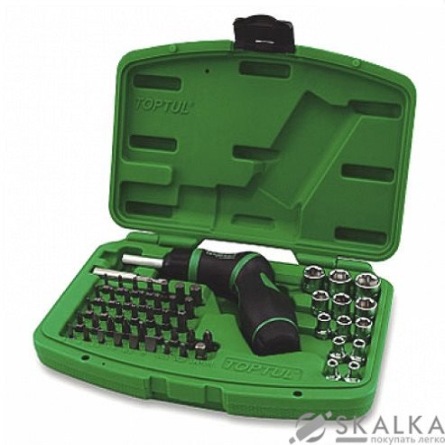 На фото Набор головок торцевых и бит 1/4" с трещоточной отверткой пистолетного типа 54ед. (GAAI5401)