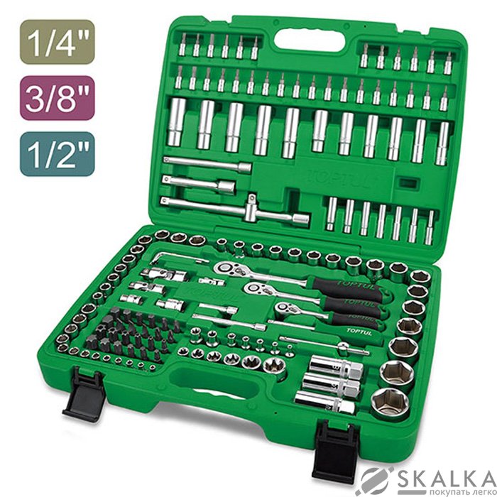Набор инструмента комбинированный Toptul 1/4" & 3/8" & 1/2" 151ед. (GCAI151R) На фото Набор инструмента комбинированный Toptul 1/4" & 3/8" & 1/2" 151ед. (GCAI151R)