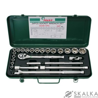 На фото Набор головок Hans 1/2" 24 шт 8,9,10,11,12,13,14,15,16,17,19,20,22,23,24,27,30,32мм (4624M)