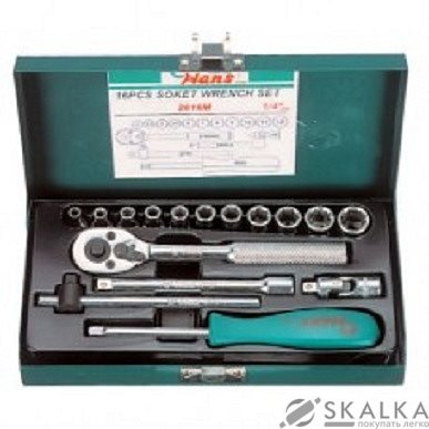 На фото Набор торцевых головок Hans 1/4" 16 предметов (2616M)
