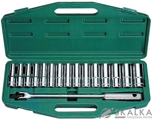 На фото Набор головок глубоких Hans 1/2" 16 шт 10,11,12,13,14,15,16,17,18,19,20,21,22,23,24 (4615M)