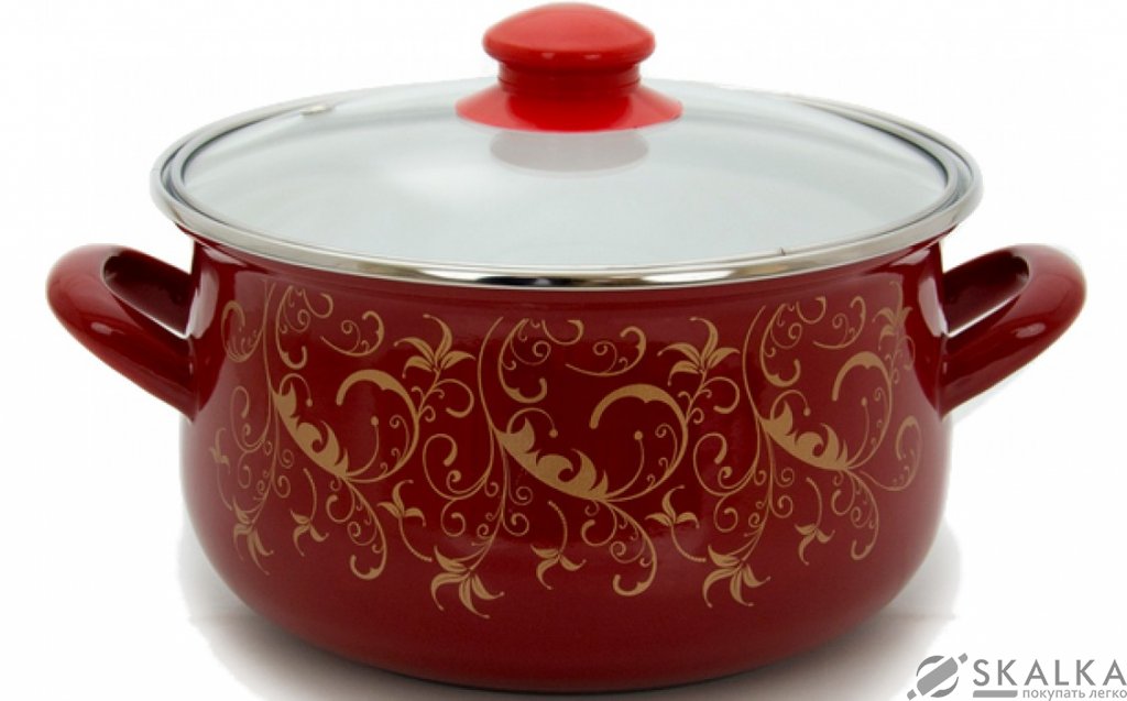 На фото Кастрюля Savasan 22 см 4.8 л Красный вензель (6340728)