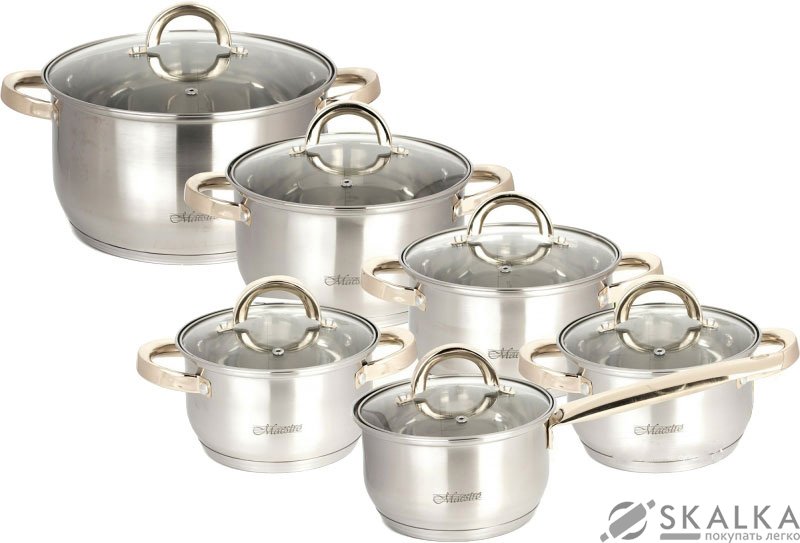 Набор посуды Maestro из 12 предметов (MR-2106) На фото Набор посуды Maestro из 12 предметов (MR-2106)