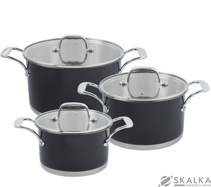 На фото Набор посуды Krauff Klassisch Schwarz 6 предметов 26-189-038