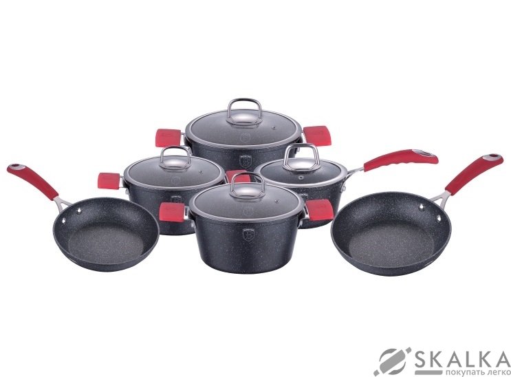 На фото Набор посуды Berlinger Haus Black Stone Touch Line 10 предметов (BH-1169)