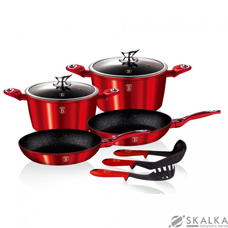 На фото Набор посуды Berlinger Haus Burgundy Metallic Line 9 предметов (BH-1228)
