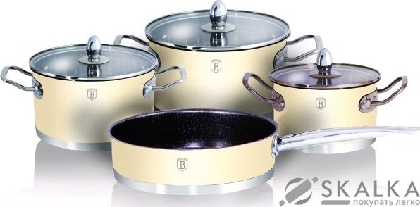 На фото Набор посуды Berlinger Haus Stainless Steel Metallic Cream Passion Collection 7 предметов (BH-1320)