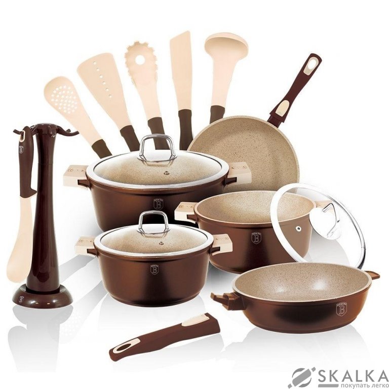 Набор посуды Berlinger Haus Granit Diamond Line 15 предметов (BH-1116) На фото Набор посуды Berlinger Haus Granit Diamond Line 15 предметов (BH-1116)