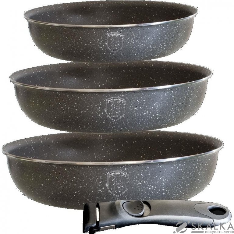 Набор посуды Berlinger Haus Click it gray 4 предмета съемная ручка (BH-1479) На фото Набор посуды Berlinger Haus Click it gray 4 предмета съемная ручка (BH-1479)