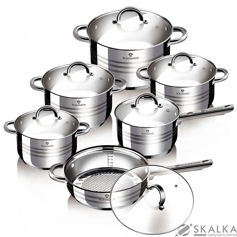 На фото Набор посуды Blaumann Gourmet Line 12 предметов (BL-1410)