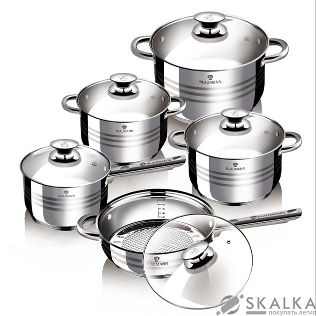 Набор посуды Blaumann Gourmet Line 10 предметов (BL-1637) На фото Набор посуды Blaumann Gourmet Line 10 предметов (BL-1637)