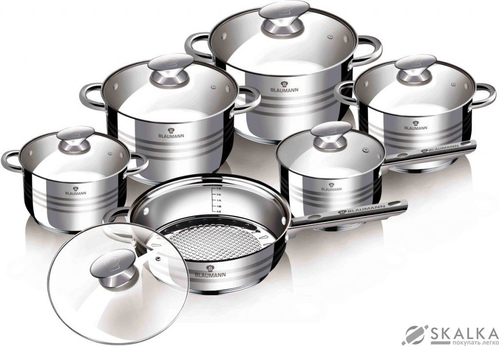 На фото Набор посуды Blaumann Gourmet Line 12 предметов (BL-3135)