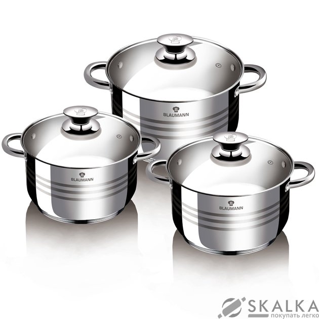 Набор кастрюль Blaumann Gourmet Line 6 предметов (BL-3160) На фото Набор кастрюль Blaumann Gourmet Line 6 предметов (BL-3160)