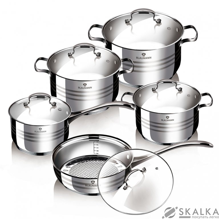 Набор посуды Blaumann Gourmet Line 10 предметов (BL-3163) На фото Набор посуды Blaumann Gourmet Line 10 предметов (BL-3163)