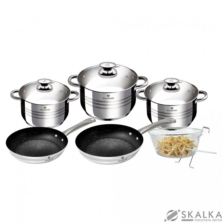 На фото Набор посуды Blaumann Gourmet Line 9 предметов (BL-3243)
