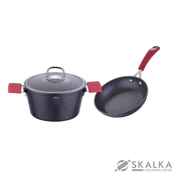 На фото Набор посуды Berlinger Haus Black Stone Touch Line 3 предмета (BH-1178)