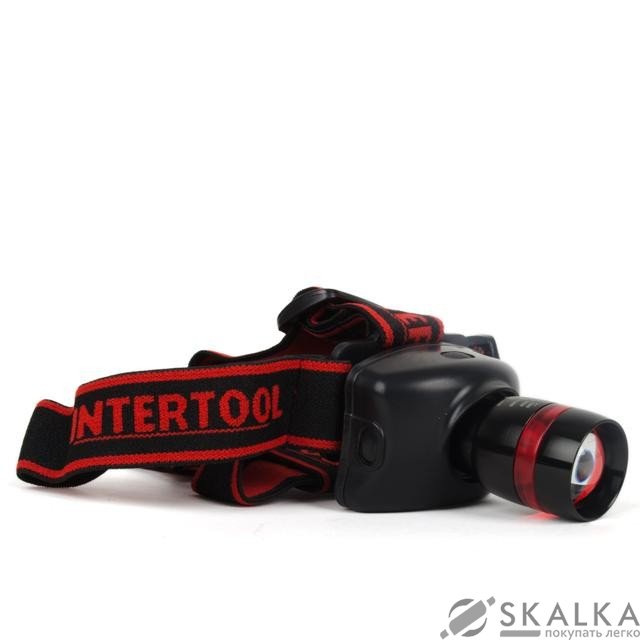 На фото Фонарь Intertool налобный светодиодный сверхмощный, 3 режима работы, 3 Вт, батарейки 3 ААА (LB-0303)