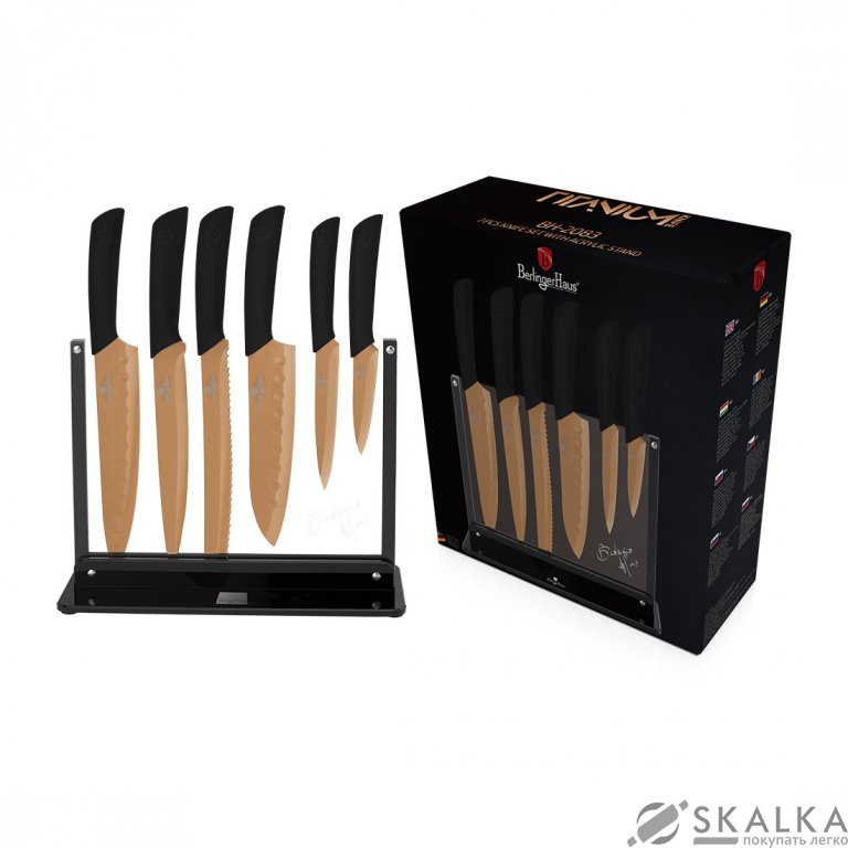 На фото Набор ножей Berlinger Haus Rosegold & Titanium Knives 7 предметов (BH-2083)