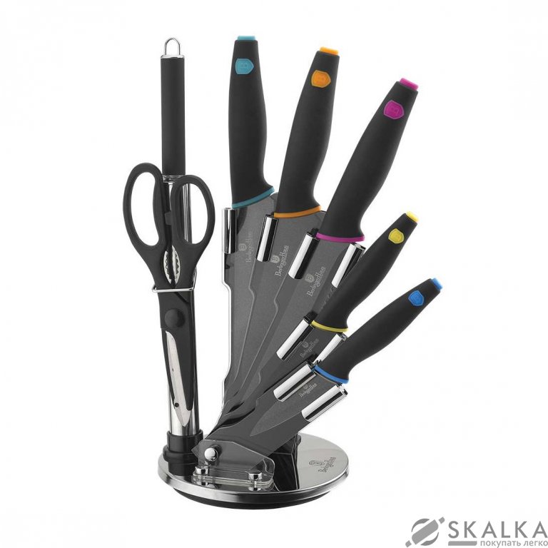 На фото Набор ножей Berlinger Haus Diamond Collection 8 предметов алмазное покрытие (BH-2258)