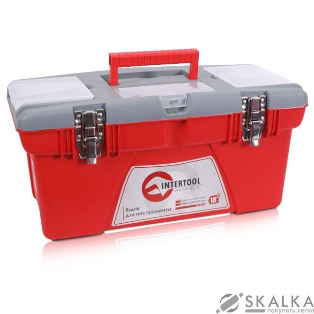 На фото Ящик Intertool для инструментов 18" 480x250x230 мм с металлическими замками (BX-0518)