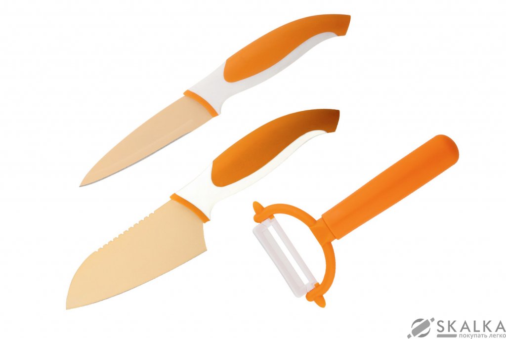 На фото Набор ножей Granchio 3 предмета оранжевый (88685)