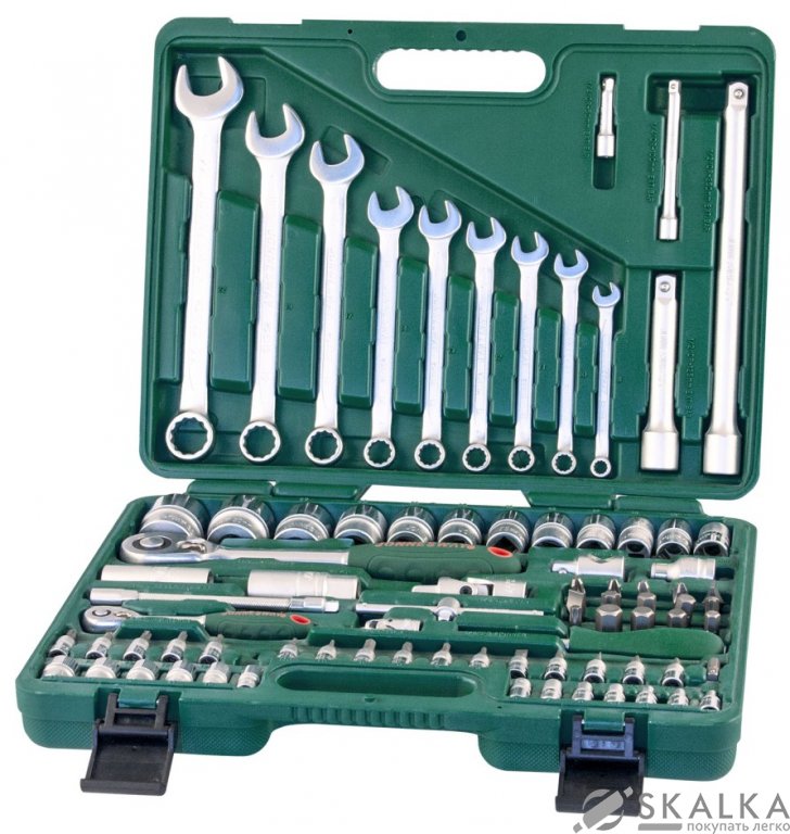 На фото Набор Jonnesway головок 1/4"DR 4-14 мм и 1/2"DR 14-32 мм ключи 8-22 мм 82 шт (S04H52482S)