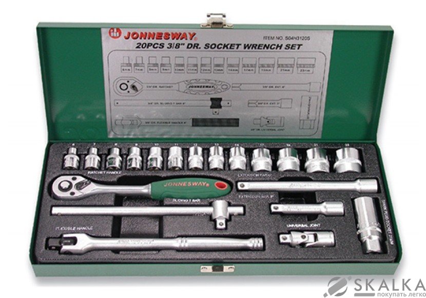 На фото Набор торцевых головок Jonnesway 3/8"DR 6-23 мм 20 шт (S04H3120S)