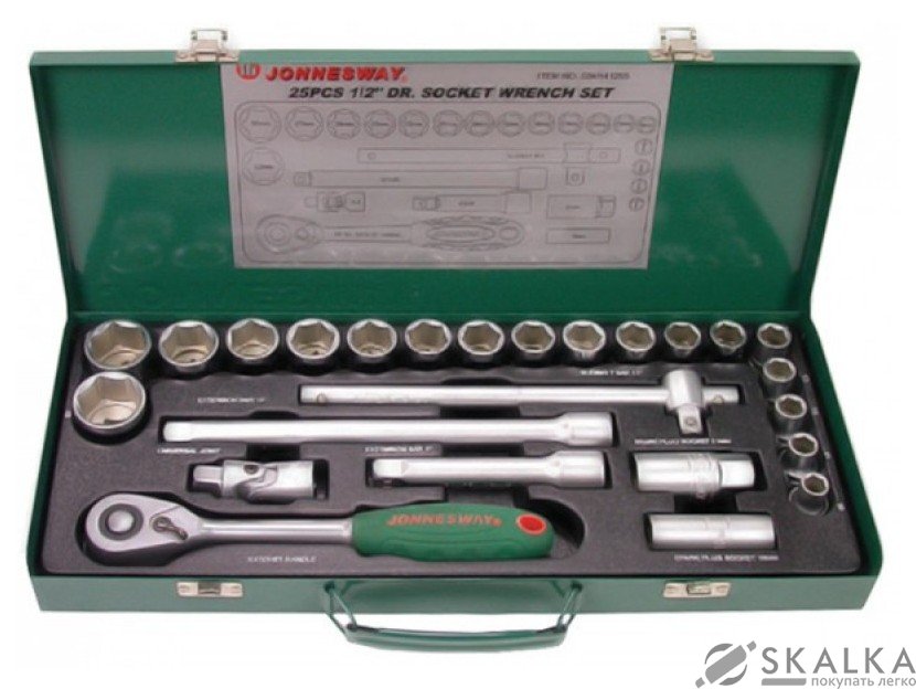 На фото Набор торцевых головок Jonnesway 1/2"DR 10-32 мм 25 шт (S04H4125S)