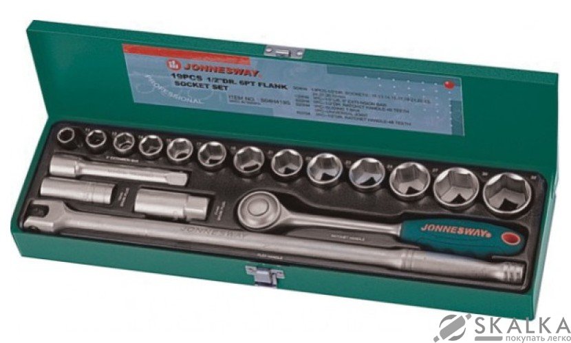 Набор торцевых головок Jonnesway 1/2"DR 11-32 мм 19 шт (S04H419S) На фото Набор торцевых головок Jonnesway 1/2"DR 11-32 мм 19 шт (S04H419S)