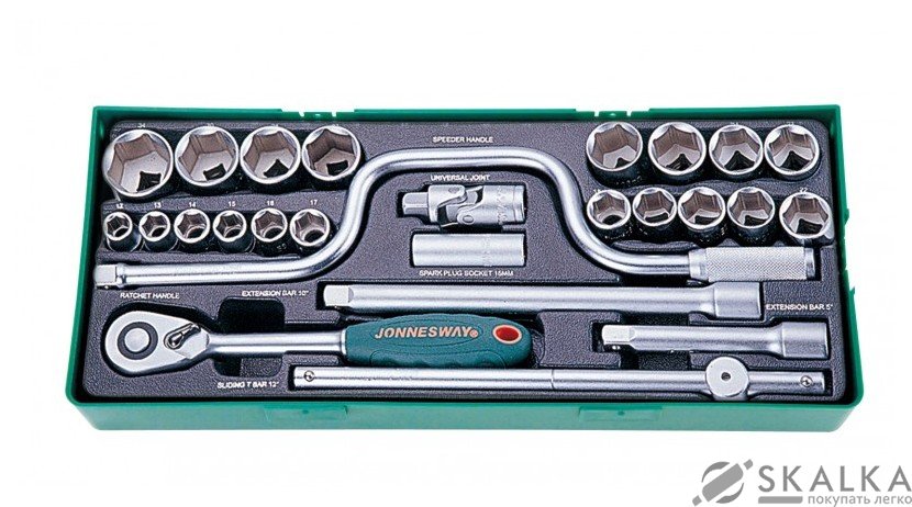 На фото Набор торцевых головок Jonnesway 1/2"DR 12-34 мм 24 шт (S04H4726S)