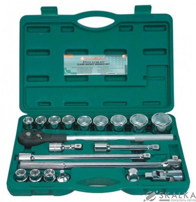 На фото Набор торцевых головок Jonnesway 3/4" DR шестигранных 21 шт (S04H6121S)