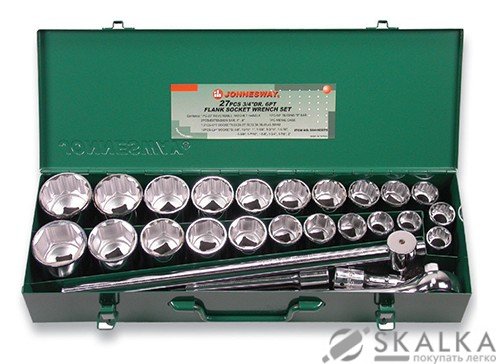 На фото Набор торцевых головок Jonnesway 3/4"DR головки 22-50мм и 7/8"-2" 27 шт (S04H6327S)