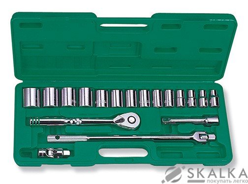 На фото Набор торцевых головок Jonnesway Maxi-Drive 1/2"DR 3/8"-1-1/4" 19 шт (S05H4219S)