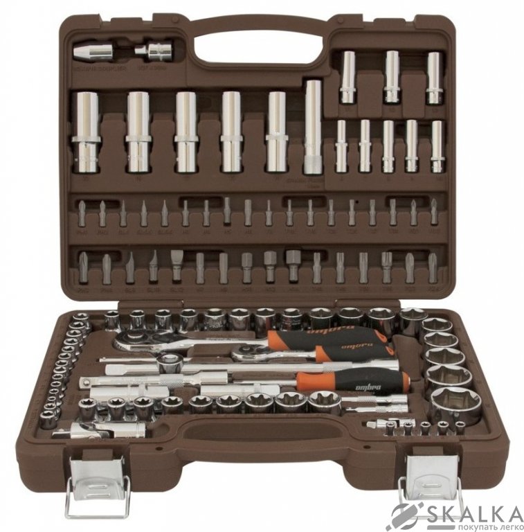 На фото Набор инструмента Ombra головки 4-32мм 1/4" и 1/2"DR 108 шт (OMT108S)