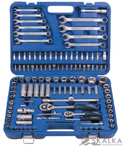 На фото Набор инструмента Стандарт комбинированный 1/4" 1/2" 130 ед (ST-0130)