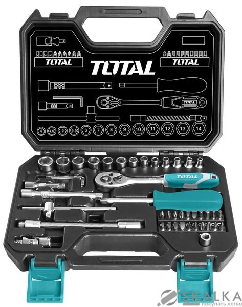 Набор TOTAL ключей, головок торцевых 1/4" 45 шт (THT141451) На фото Набор TOTAL ключей, головок торцевых 1/4" 45 шт (THT141451)
