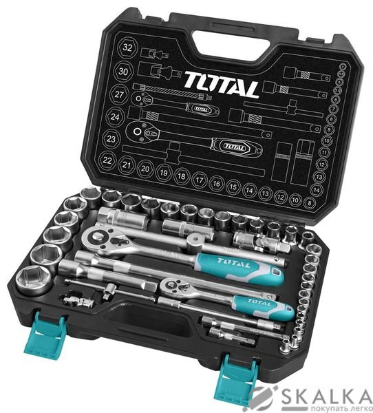 На фото Набор TOTAL ключей, головок торцевых 1/2" 1/4" 44 шт (THT421441)